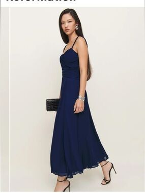 Reformation Raina Dress Blue -  Navy, Size 4